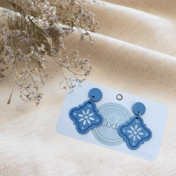 ME10 - Boucles d'oreilles bleues grisées