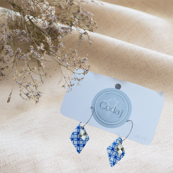 ME12 - Boucles d'oreilles créoles losange effet carreaux de ciment