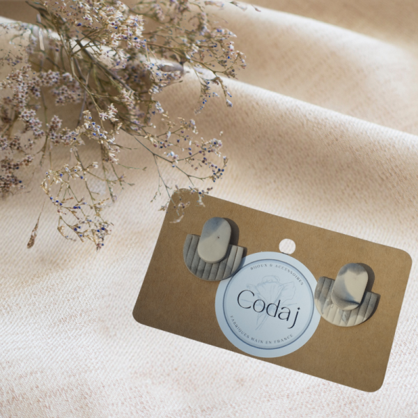 SA10 - Boucles d'oreilles puce beige/gris