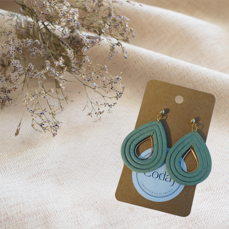 SA6 - Boucles d'oreilles kaki clair sablé
