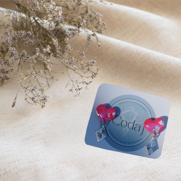 NE10 - Boucles d'oreilles "puce" coeur