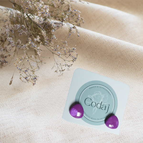 NE11 - Boucles d'oreilles "puce" rose/violet