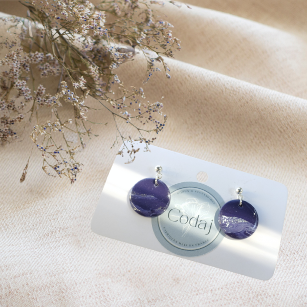 NE14 - Boucles d'oreilles violettes et argentées