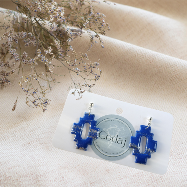 NE20 - Boucles d'oreilles bleues et argentées