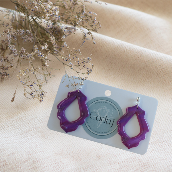 NE3 - Boucles d'oreilles roses/violettes