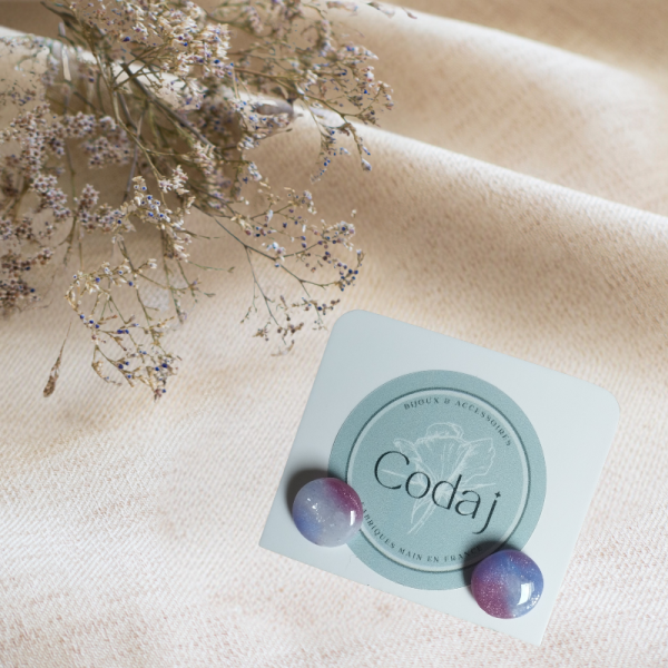 NE9 - Boucles d'oreilles "puce" translucides et argentées