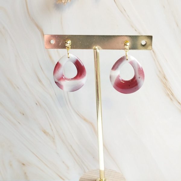 BRI5 - Boucles d'oreilles brique effet délavé