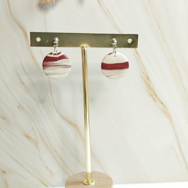 BRI8 - Boucles d'oreilles rondes brique avec effet