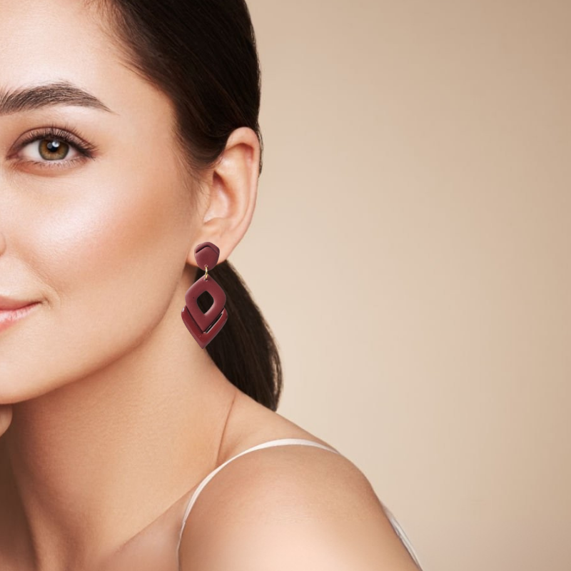 BRI1 - Boucles d'oreilles longues brique – Image 2