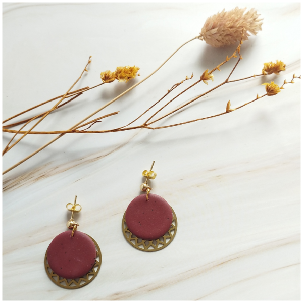 BRI3 - Boucles d'oreilles rondes brique