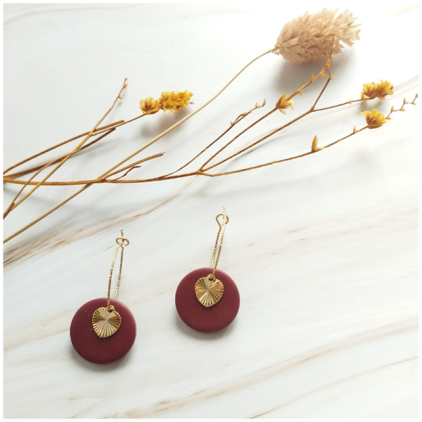 BRI4 - Boucles d'oreilles Créoles brique