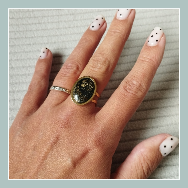 REV11- Bague réglable noir/doré – Image 3