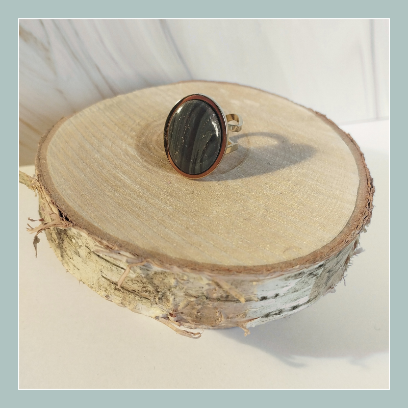 KAD8 - Bague réglable kaki/doré