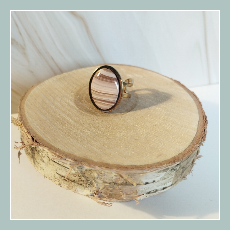 ROSEE1 - Bague réglable dégradé rosé/marron