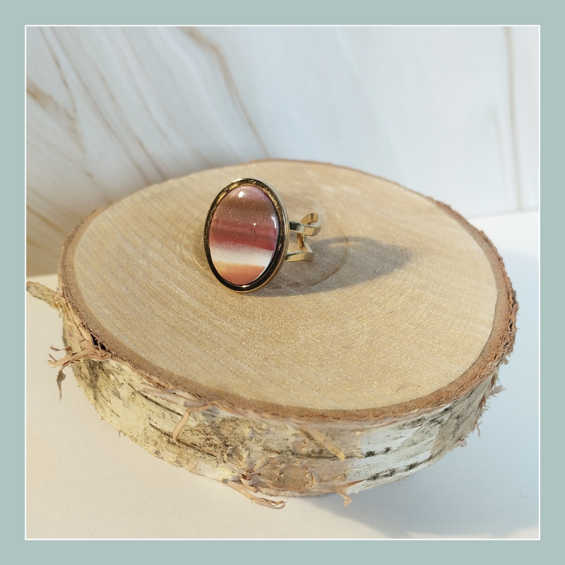 ROSEE2 - Bague réglable dégradé rosé/orangé/doré