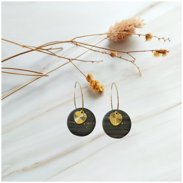 KAD3- Boucles d'oreilles Créoles kaki