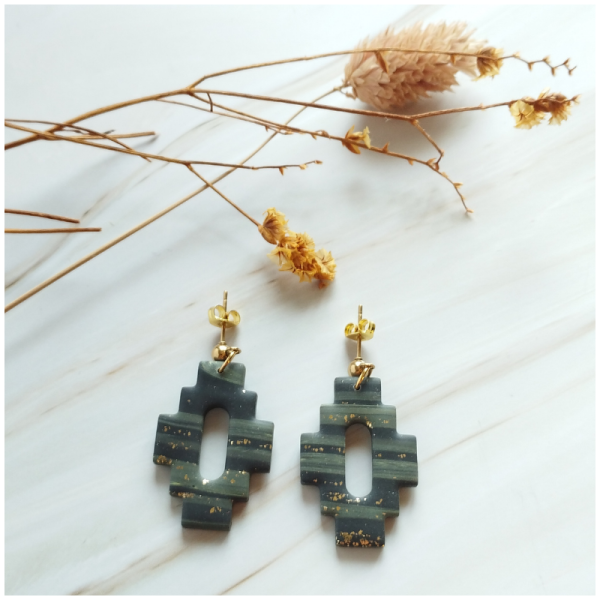 KAD4 - Boucles d'oreilles "Croix" kaki