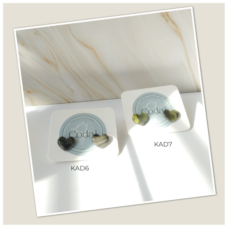 KAD6 - Boucles d'oreilles "Cœur" kaki