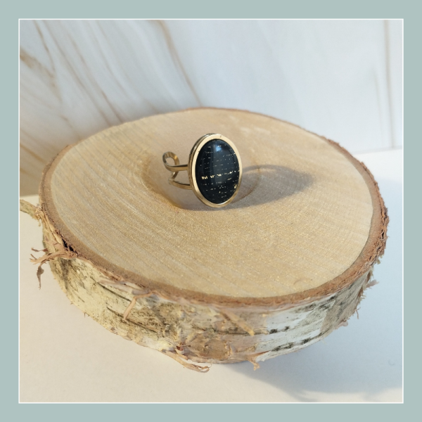 REV12- Bague réglable noir/doré