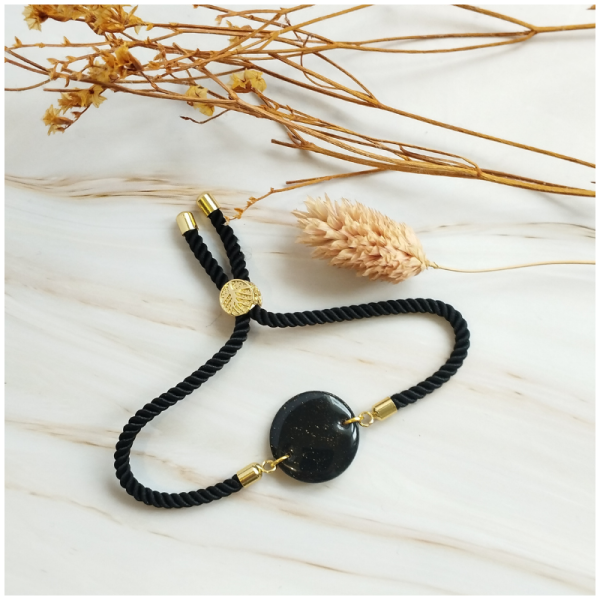 REV5 - Bracelet Réveillon - "Disque" noir et doré