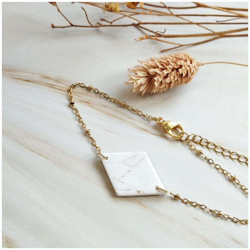 REV9 - Bracelet Réveillon - "Losange" blanc/doré