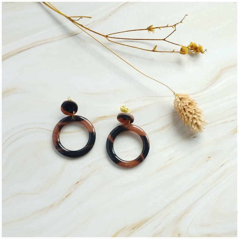 ECA1 - Boucles d'oreilles Ecaille - "Créoles"