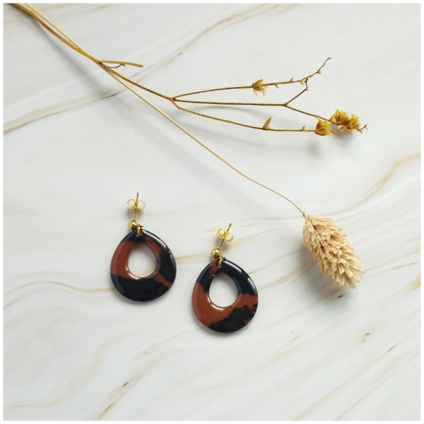 ECA2 - Boucles d'oreilles Ecaille - "Goutte ajourée"