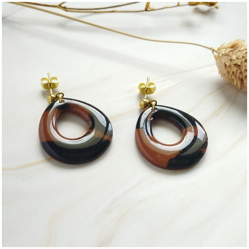 ECA2 - Boucles d'oreilles Ecaille - "Goutte ajourée" – Image 2