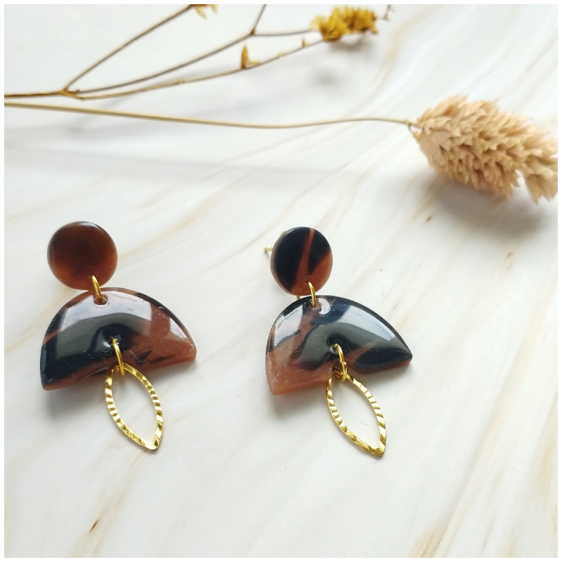 ECA3 - Boucles d'oreilles Ecaille - "Demi cercle" – Image 2