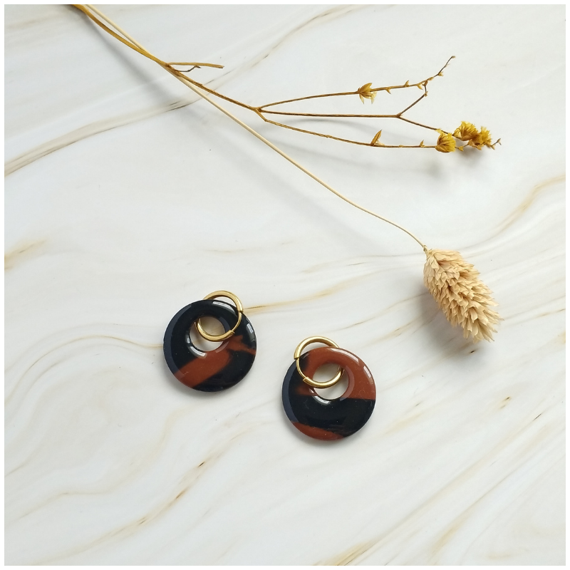 ECA4 - Boucles d'oreilles Ecaille - "Créole"