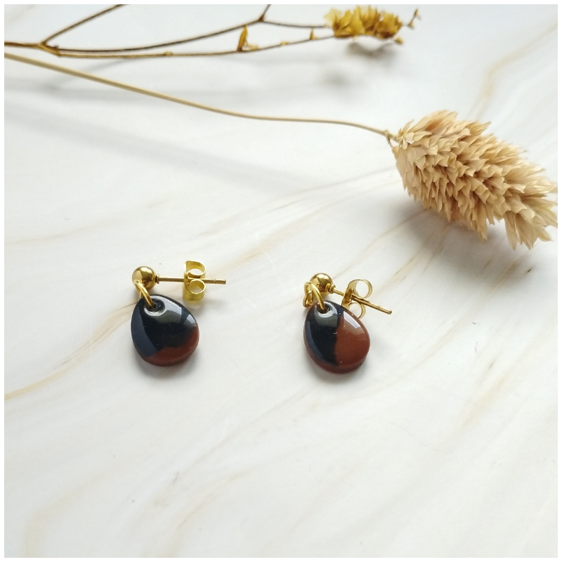 ECA6 - Boucles d'oreilles Ecaille - "mini goutte" – Image 2