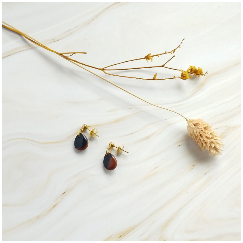 ECA6 - Boucles d'oreilles Ecaille - "mini goutte"