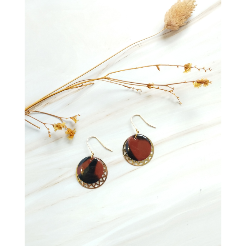 ECA7 - Boucles d'oreilles Ecaille - "Disque"