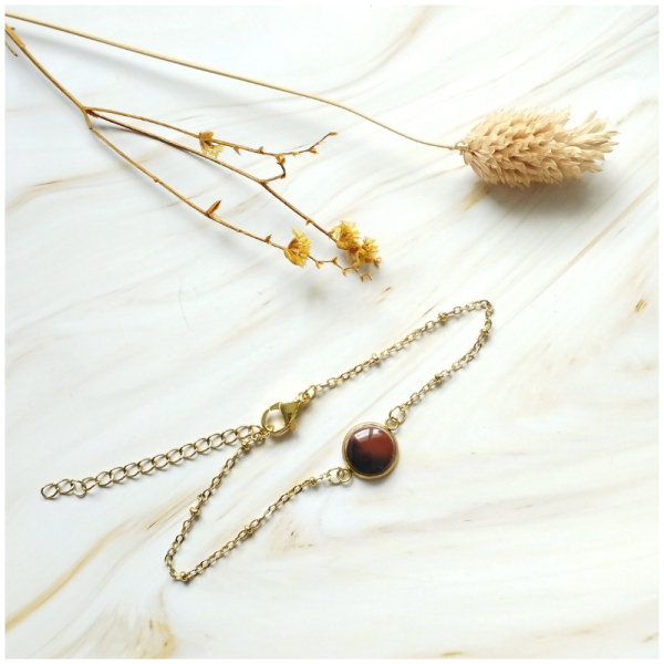 ECA8 - Bracelet Ecaille - mini cabochon rond