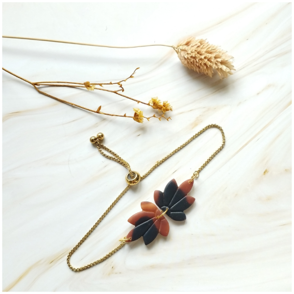 ECA9 - Bracelet Ecaille - 2 feuilles