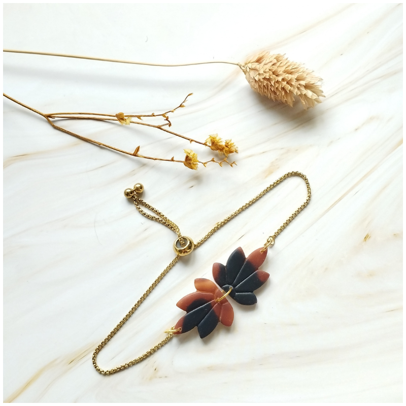 ECA9 - Bracelet Ecaille - 2 feuilles