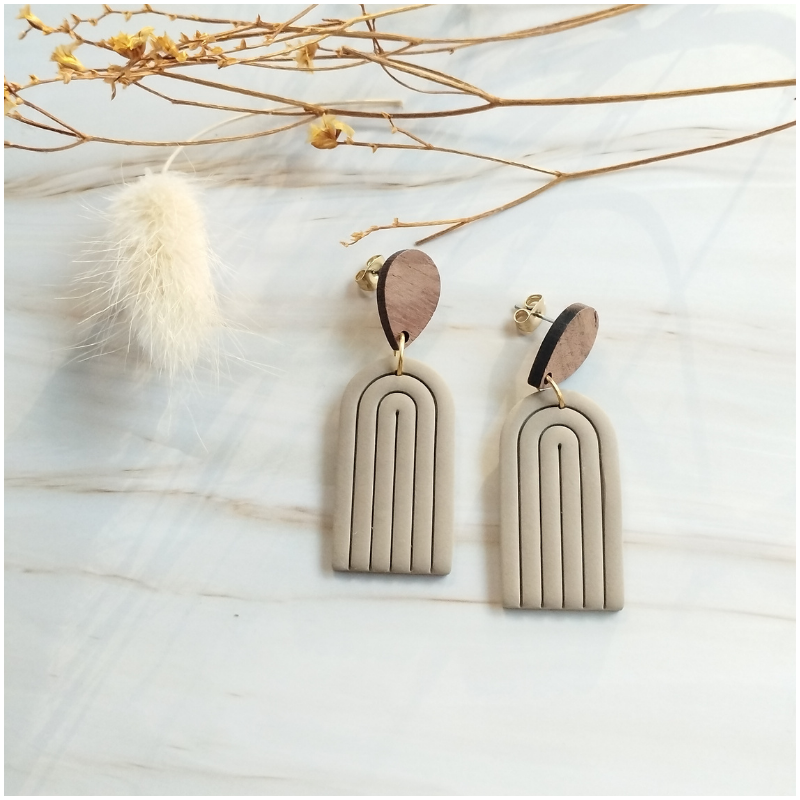 ARG02 - Boucles d'oreilles Argile - Pont mat