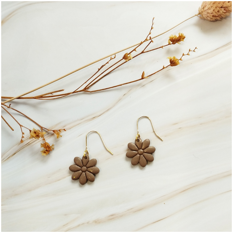 ARG12 - Boucles d'oreilles Argile - Marguerite