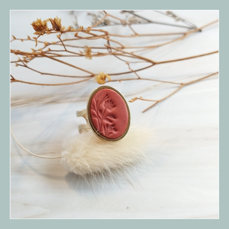ARG38 - Bague Argile - Terre cuite empreinte