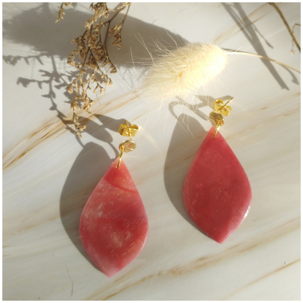 RUB01 - Boucles d'oreilles effet Rubis - Goutte pleine