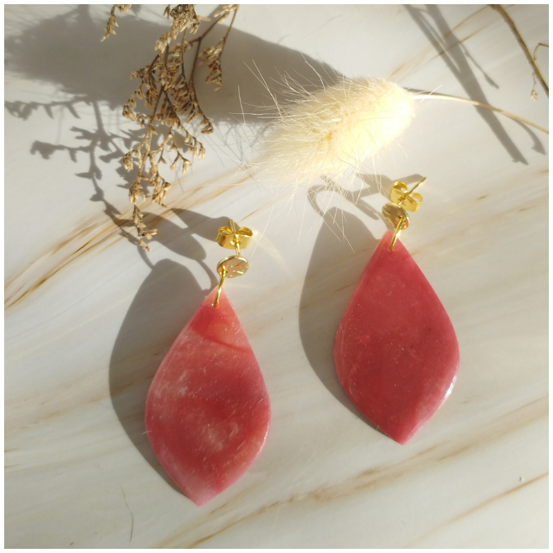 RUB01 - Boucles d'oreilles effet Rubis - Goutte pleine