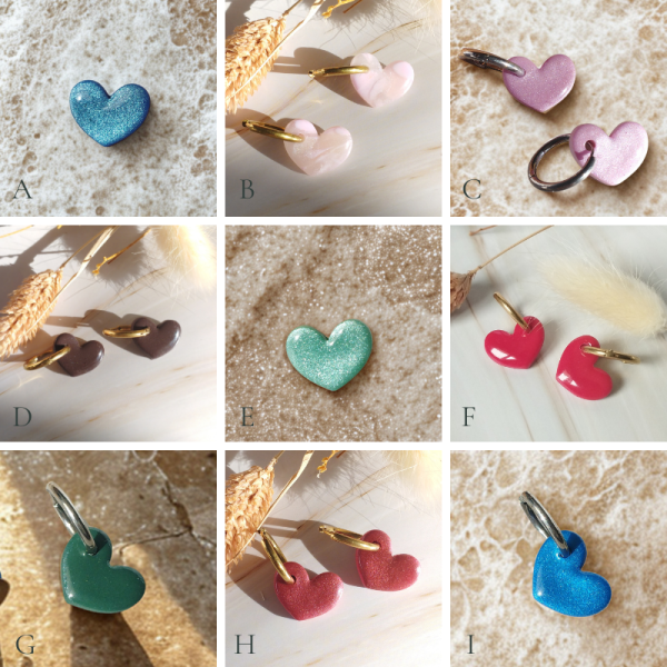 VAL03 - Boucles d'oreilles "Créole" - pampilles cœur