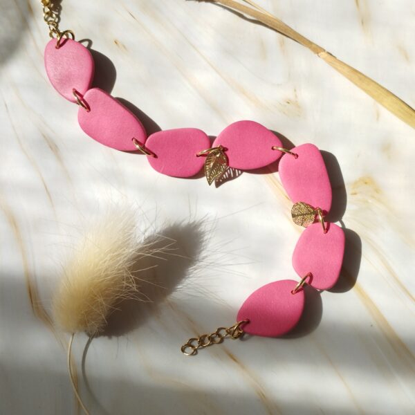 FRAM07 - BRACELET CASCADE GALETS FRAMBOISE