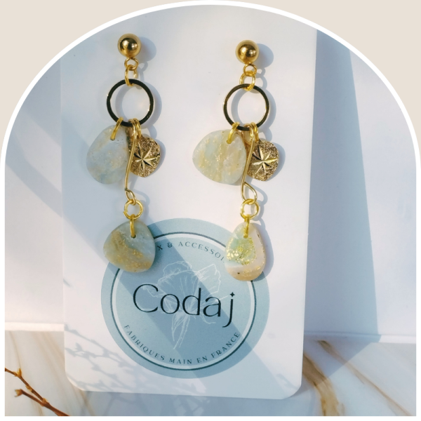 OCEA18 - Boucles d'oreilles OCÉANE - pendantes charms asymétriques