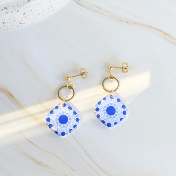 PERL03 - Boucles d'oreilles PERLE D'ORIENT - Petit losange