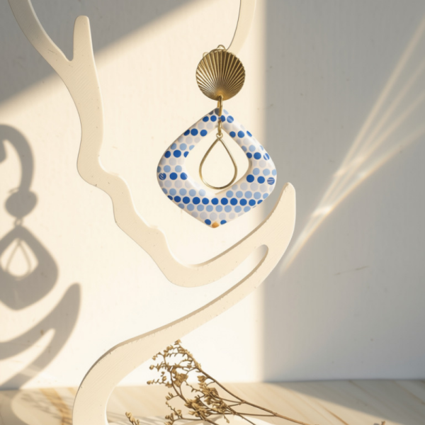 PERL04BIS – Boucles d’oreilles PERLE D’ORIENT – Grand losange sur CLIPS