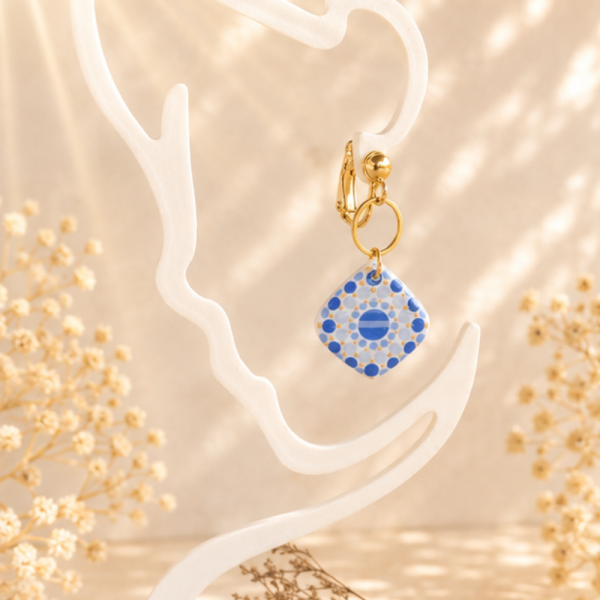PERL03BIS - Boucles d'oreilles PERLE D'ORIENT - Petit losange sur CLIPS
